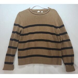 Gap Brown Striped Sweater Sz Small Scoop Neck‎ Long Sleeve Cozy Hot Cocoa